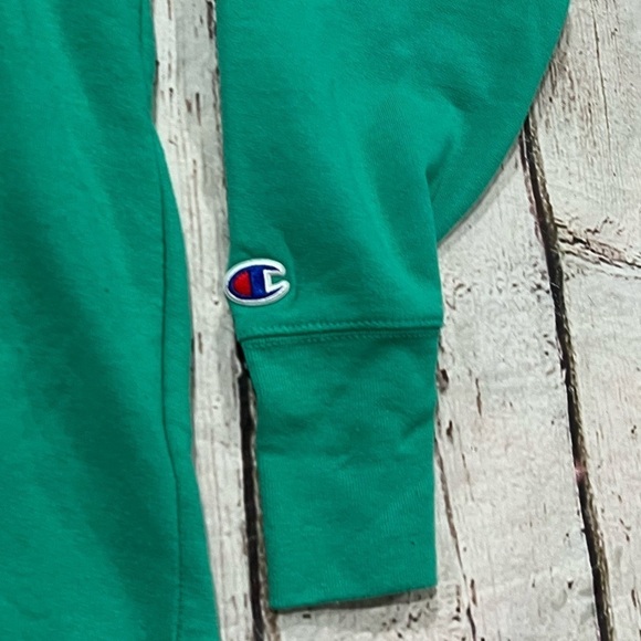 Champion Green Crewneck Lightweight Pullover Jumper Sweatshirt Men's - Picture 3 of 4